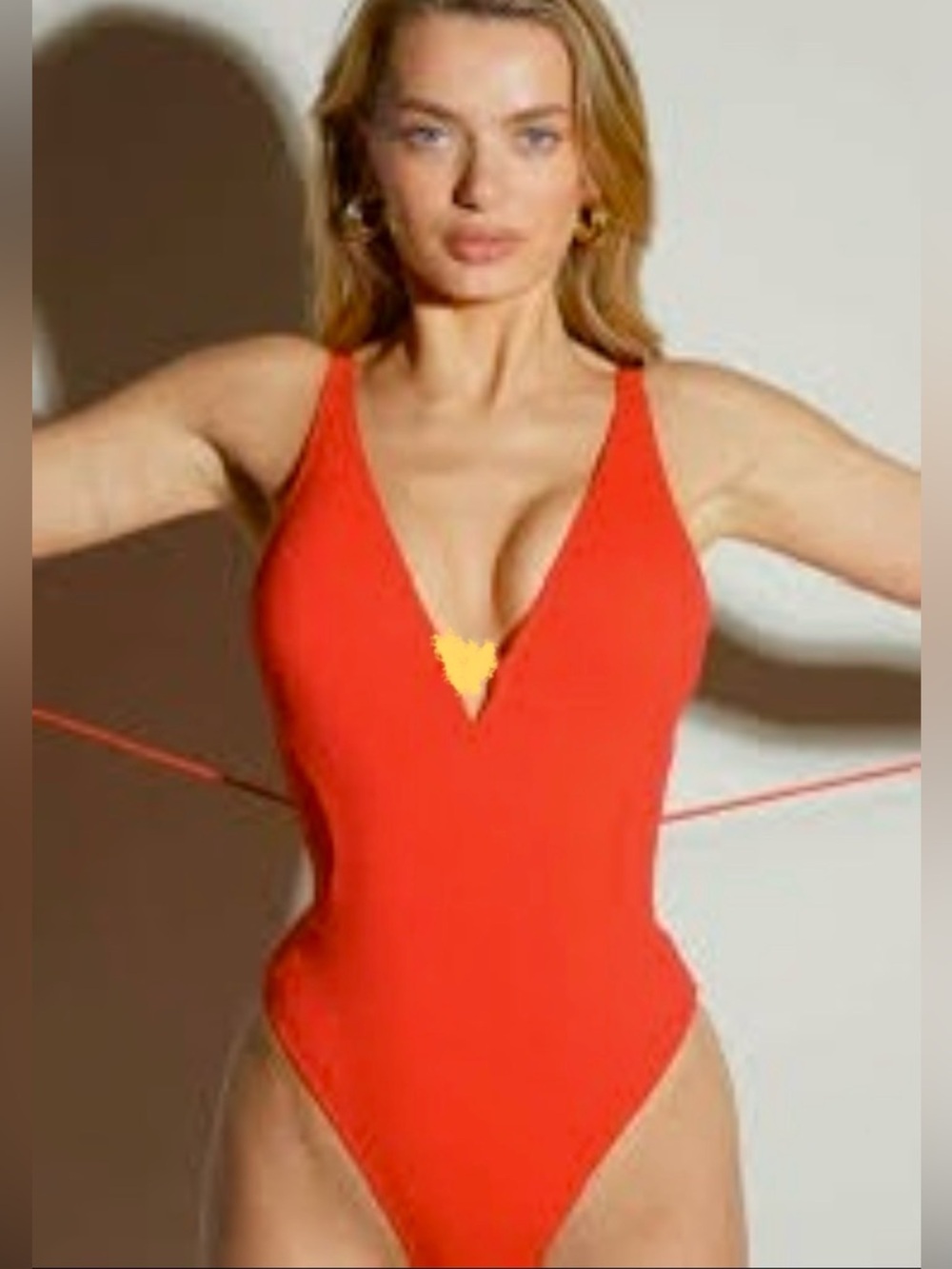 Ta3 Plungey One-Piece Swimsuit in Bright Orange